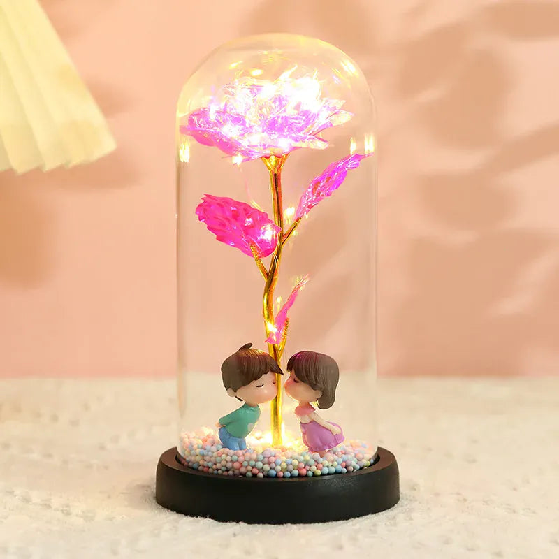 Valentines Day Gift for Girlfriend Eternal Rose LED Light Foil Flower In Glass Cover Mothers Day Wedding Favors Bridesmaid Gift Valentines Day Gift for Girlfriend Eternal Rose LED Light Foil Flower In Glass Cover Mothers Day Wedding Favors Bridesmaid Gift