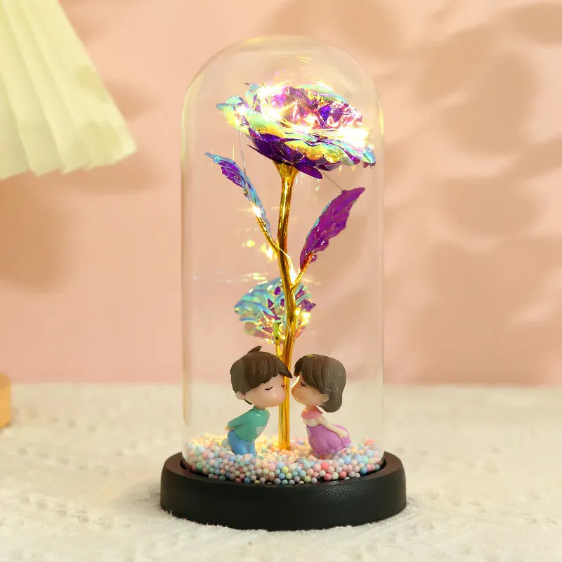 Valentines Day Gift for Girlfriend Eternal Rose LED Light Foil Flower In Glass Cover Mothers Day Wedding Favors Bridesmaid Gift Valentines Day Gift for Girlfriend Eternal Rose LED Light Foil Flower In Glass Cover Mothers Day Wedding Favors Bridesmaid Gift