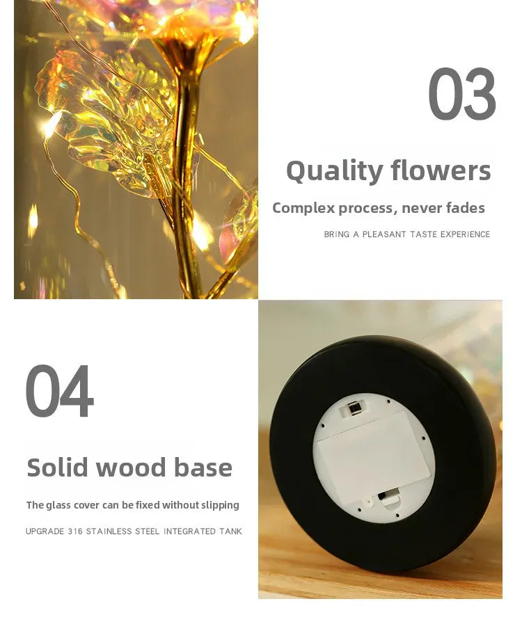 Valentines Day Gift for Girlfriend Eternal Rose LED Light Foil Flower In Glass Cover Mothers Day Wedding Favors Bridesmaid Gift Valentines Day Gift for Girlfriend Eternal Rose LED Light Foil Flower In Glass Cover Mothers Day Wedding Favors Bridesmaid Gift