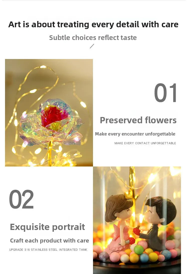 Valentines Day Gift for Girlfriend Eternal Rose LED Light Foil Flower In Glass Cover Mothers Day Wedding Favors Bridesmaid Gift Valentines Day Gift for Girlfriend Eternal Rose LED Light Foil Flower In Glass Cover Mothers Day Wedding Favors Bridesmaid Gift
