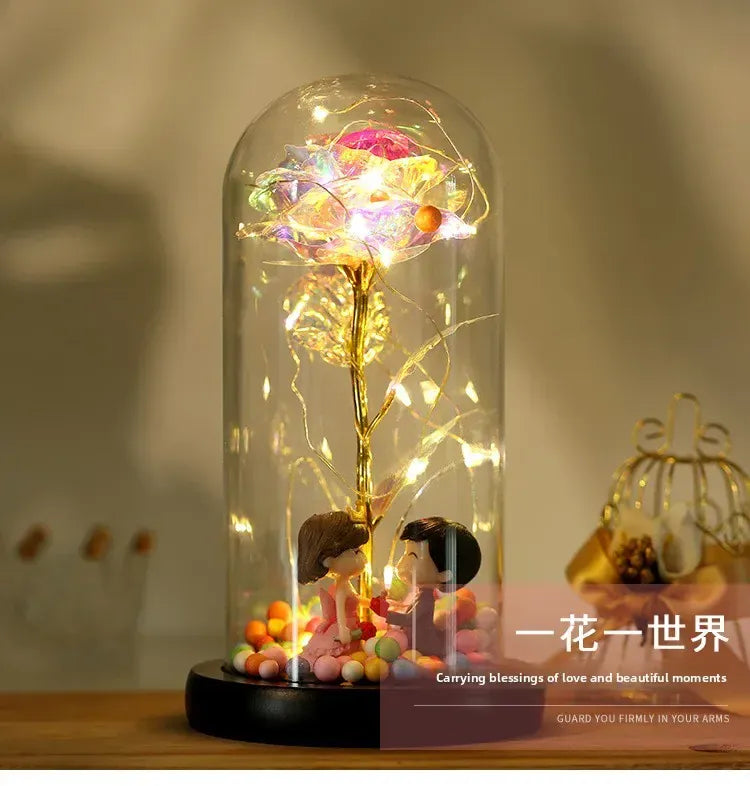 Valentines Day Gift for Girlfriend Eternal Rose LED Light Foil Flower In Glass Cover Mothers Day Wedding Favors Bridesmaid Gift Valentines Day Gift for Girlfriend Eternal Rose LED Light Foil Flower In Glass Cover Mothers Day Wedding Favors Bridesmaid Gift