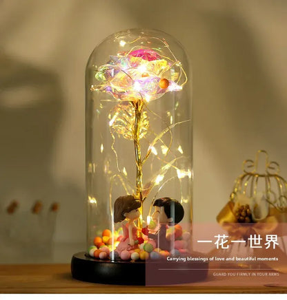 Valentines Day Gift for Girlfriend Eternal Rose LED Light Foil Flower In Glass Cover Mothers Day Wedding Favors Bridesmaid Gift Valentines Day Gift for Girlfriend Eternal Rose LED Light Foil Flower In Glass Cover Mothers Day Wedding Favors Bridesmaid Gift