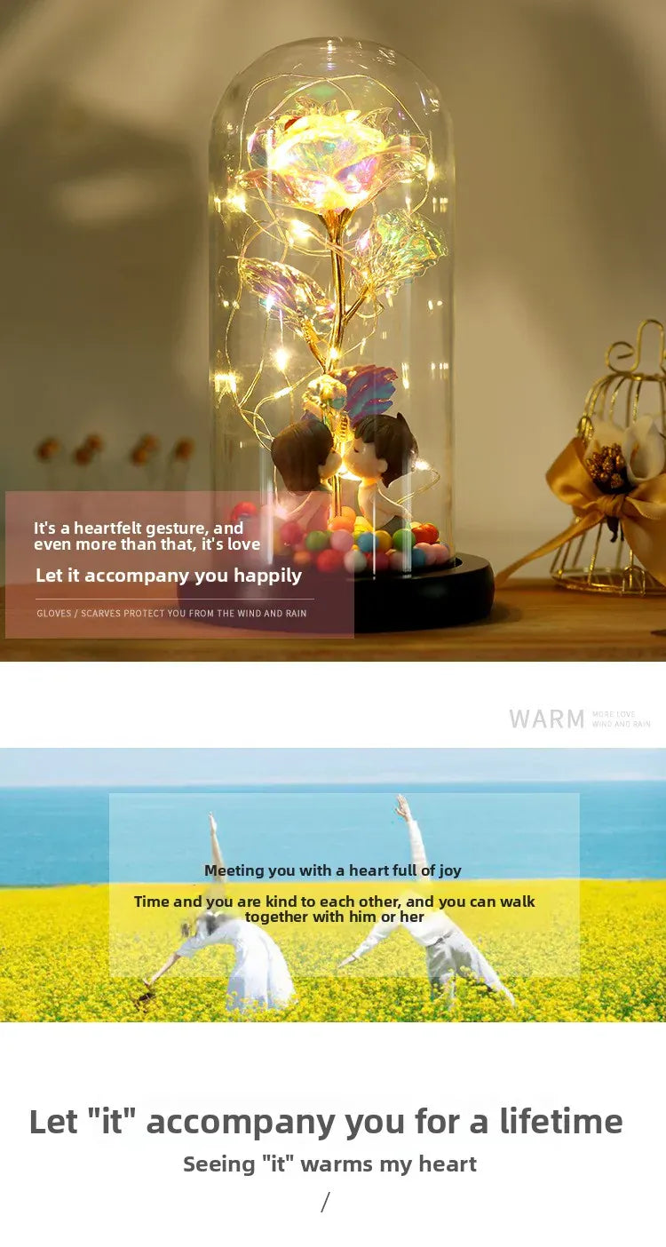 Valentines Day Gift for Girlfriend Eternal Rose LED Light Foil Flower In Glass Cover Mothers Day Wedding Favors Bridesmaid Gift Valentines Day Gift for Girlfriend Eternal Rose LED Light Foil Flower In Glass Cover Mothers Day Wedding Favors Bridesmaid Gift