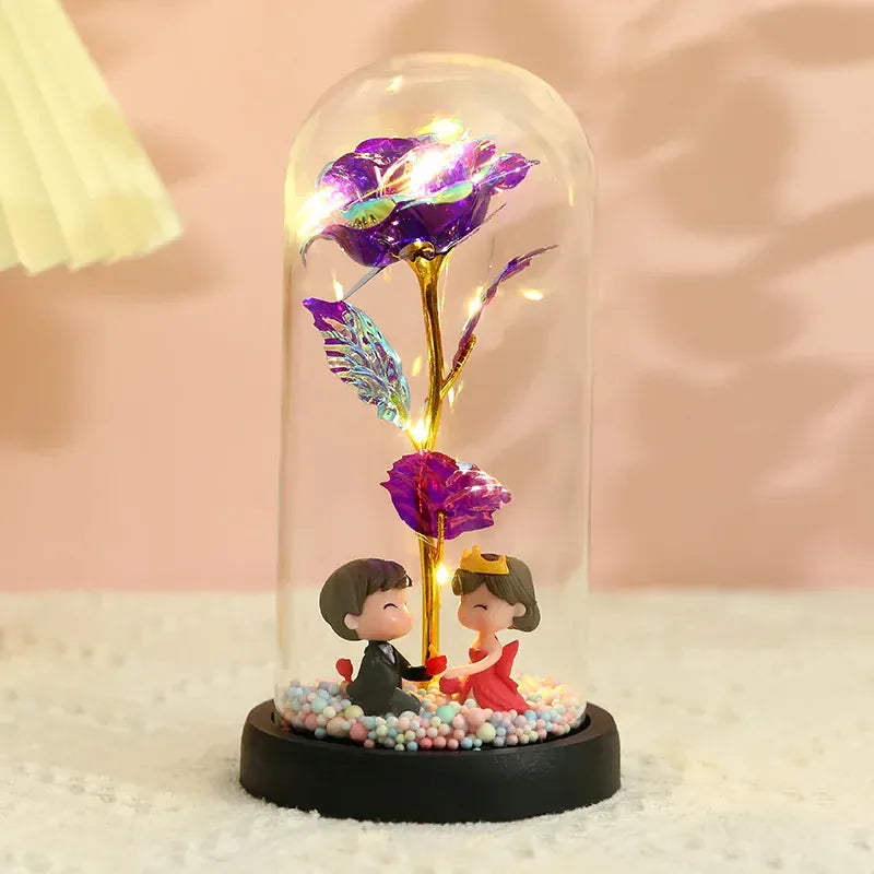 Valentines Day Gift for Girlfriend Eternal Rose LED Light Foil Flower In Glass Cover Mothers Day Wedding Favors Bridesmaid Gift Valentines Day Gift for Girlfriend Eternal Rose LED Light Foil Flower In Glass Cover Mothers Day Wedding Favors Bridesmaid Gift