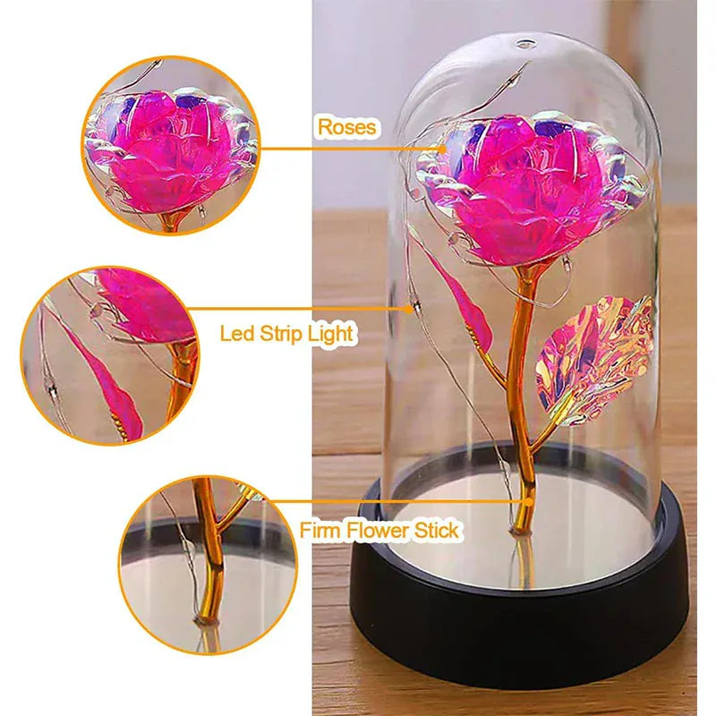 Valentines Day Gift for Girlfriend Eternal Rose LED Light Foil Flower In Glass Cover Mothers Day Wedding Favors Bridesmaid Gifts Valentines Day Gift for Girlfriend Eternal Rose LED Light Foil Flower In Glass Cover Mothers Day Wedding Favors Bridesmaid Gifts