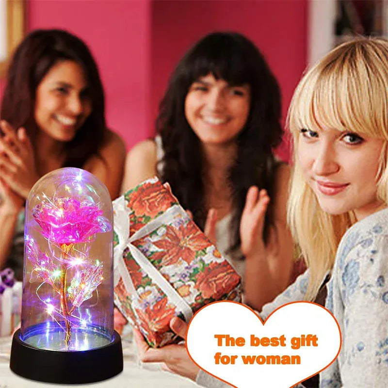 Valentines Day Gift for Girlfriend Eternal Rose LED Light Foil Flower In Glass Cover Mothers Day Wedding Favors Bridesmaid Gifts Valentines Day Gift for Girlfriend Eternal Rose LED Light Foil Flower In Glass Cover Mothers Day Wedding Favors Bridesmaid Gifts