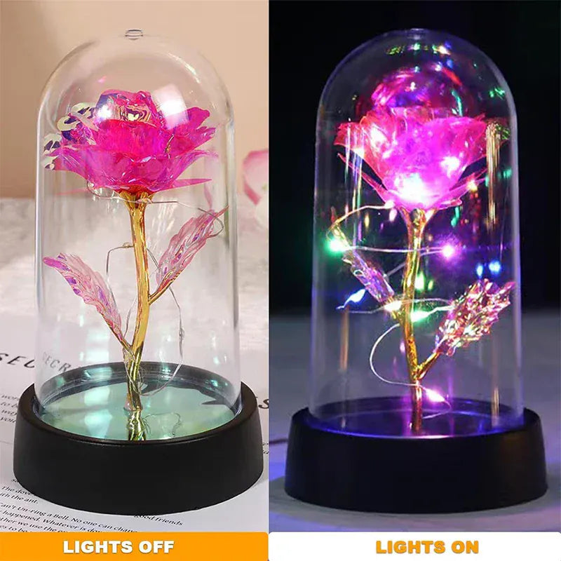 Valentines Day Gift for Girlfriend Eternal Rose LED Light Foil Flower In Glass Cover Mothers Day Wedding Favors Bridesmaid Gifts Valentines Day Gift for Girlfriend Eternal Rose LED Light Foil Flower In Glass Cover Mothers Day Wedding Favors Bridesmaid Gifts