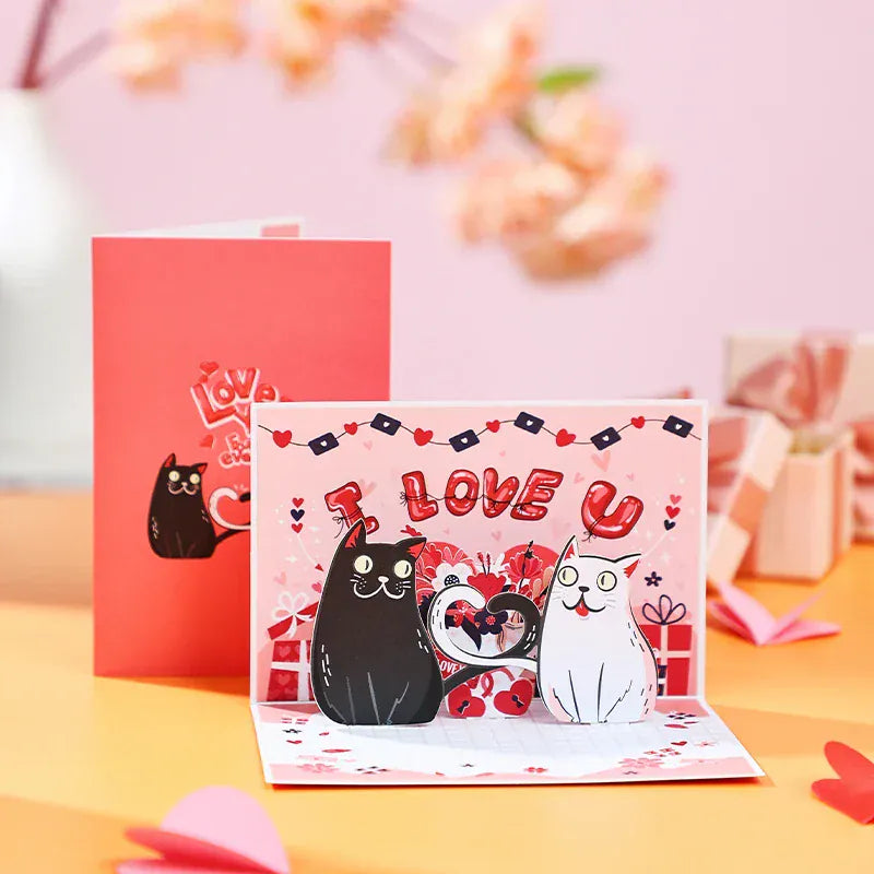Valentines Day Greeting Card Romantic Cupid Cat Balloon Pop Up 3D Greetings Card Postcard Love Gifts For Couples Wife Lover Valentines Day Greeting Card Romantic Cupid Cat Balloon Pop Up 3D Greetings Card Postcard Love Gifts For Couples Wife Lover