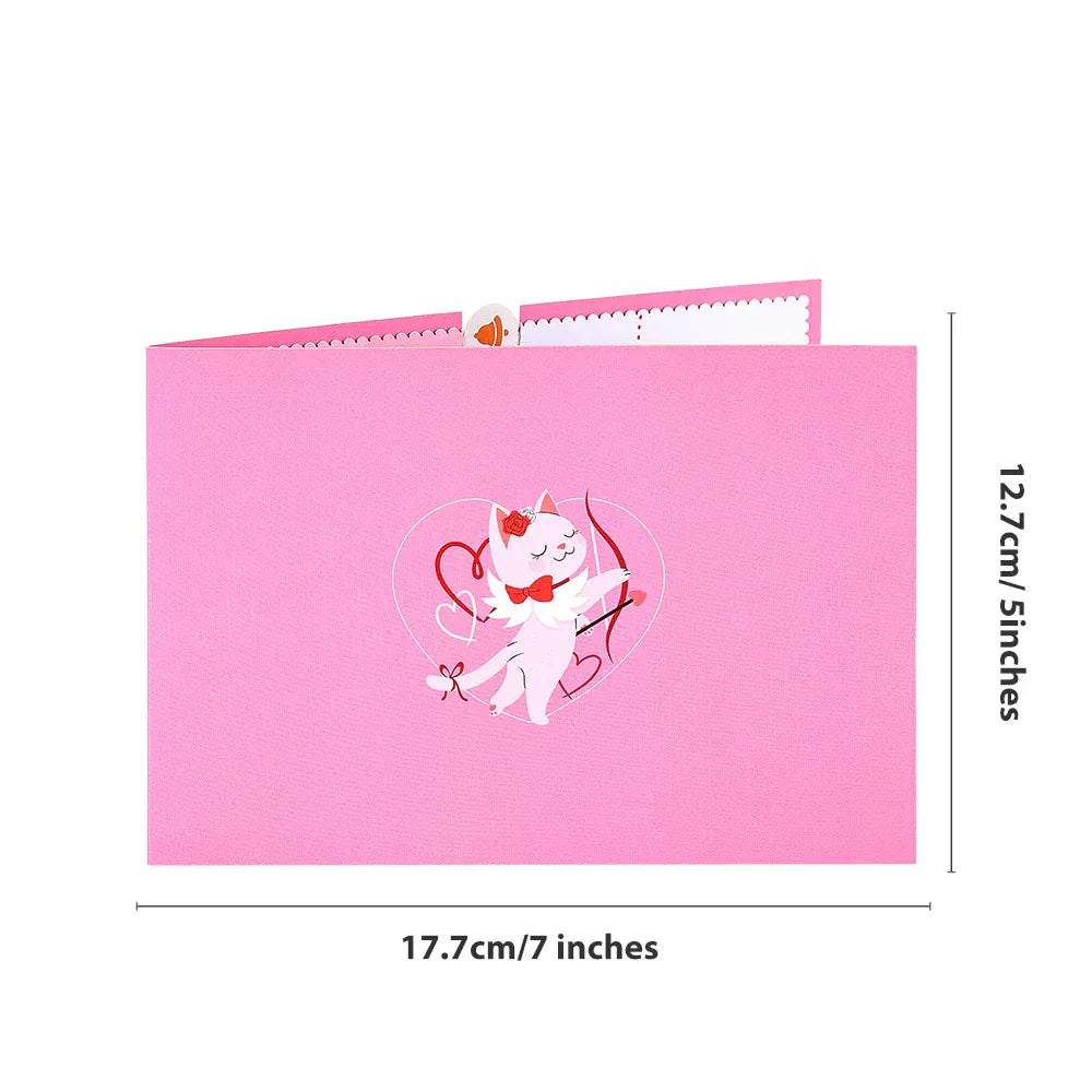 Valentines Day Greeting Card Romantic Cupid Cat Balloon Pop Up 3D Greetings Card Postcard Love Gifts For Couples Wife Lover Valentines Day Greeting Card Romantic Cupid Cat Balloon Pop Up 3D Greetings Card Postcard Love Gifts For Couples Wife Lover