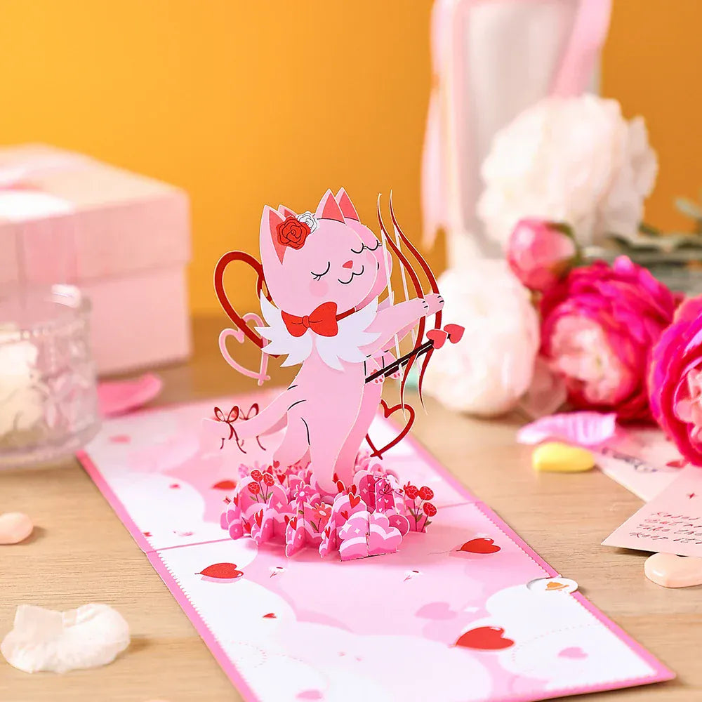 Valentines Day Greeting Card Romantic Cupid Cat Balloon Pop Up 3D Greetings Card Postcard Love Gifts For Couples Wife Lover Valentines Day Greeting Card Romantic Cupid Cat Balloon Pop Up 3D Greetings Card Postcard Love Gifts For Couples Wife Lover