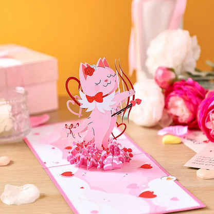 Valentines Day Greeting Card Romantic Cupid Cat Balloon Pop Up 3D Greetings Card Postcard Love Gifts For Couples Wife Lover Valentines Day Greeting Card Romantic Cupid Cat Balloon Pop Up 3D Greetings Card Postcard Love Gifts For Couples Wife Lover