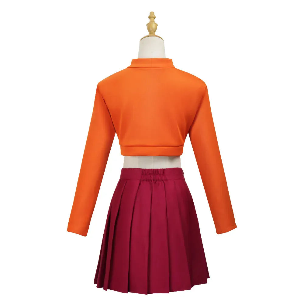 Velma Anime Cosplay Costume Set – Orange Uniform | Sizes XS–XXXL Velma Anime Cosplay Costume Set – Orange Uniform with Skirt & Socks | Sizes XS–XXXL