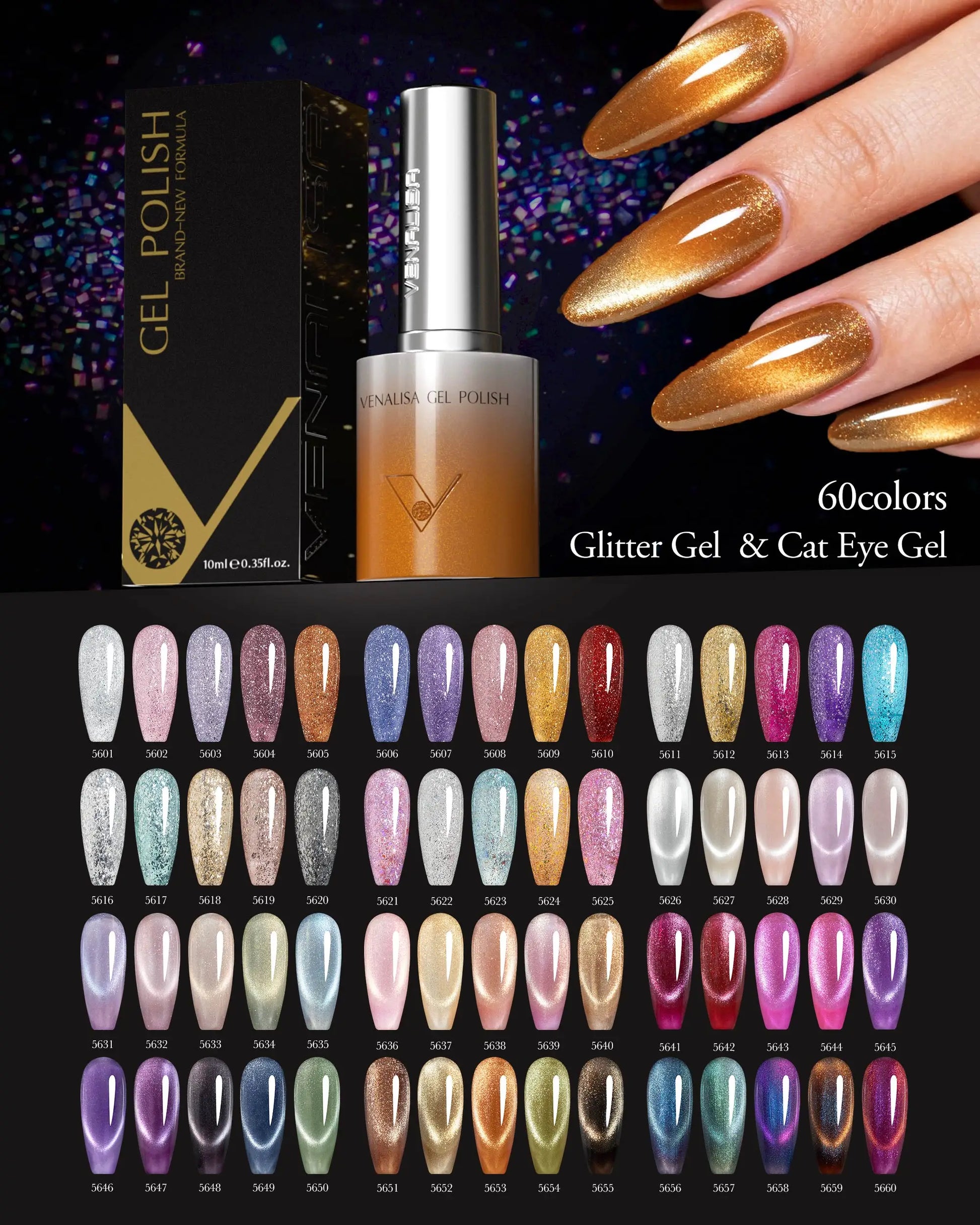 Venalisa 10ml Hema & TPO Free Ultra Cat Eye Effect Nail Gel Polish Soak Off UV LED Long Wear Sparkle Bling Bling Gel Varnish Venalisa 10ml Hema & TPO Free Ultra Cat Eye Effect Nail Gel Polish Soak Off UV LED Long Wear Sparkle Bling Bling Gel Varnish