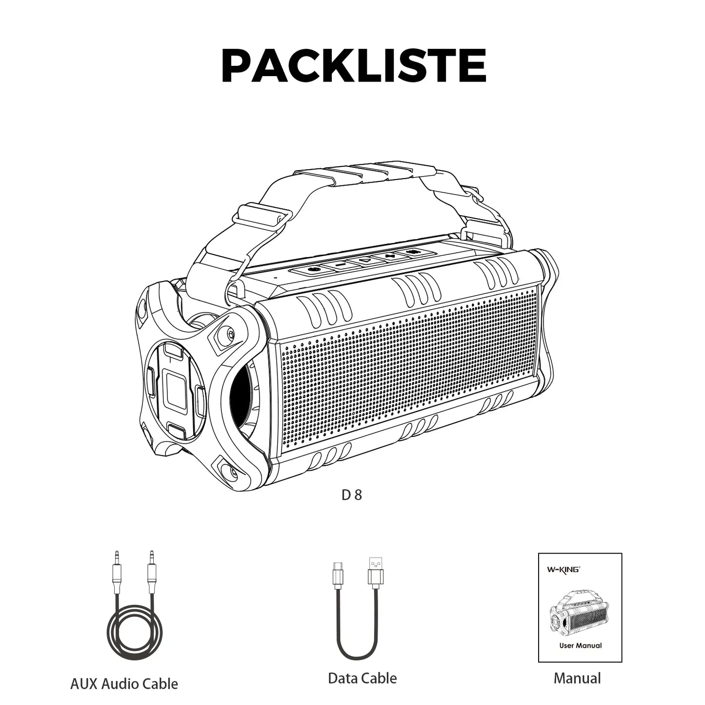 W-KING D8 90W Bluetooth Speaker IPX6 Waterproof | Wahooly W-KING D8 Bluetooth Speaker — 90W Booming Bass, IPX6 Waterproof, 40-Hour Playtime