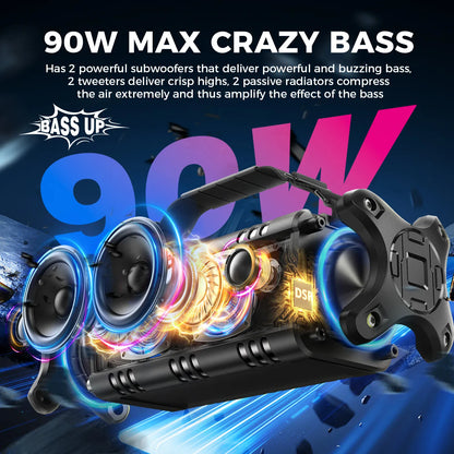 W-KING D8 90W Bluetooth Speaker IPX6 Waterproof | Wahooly W-KING D8 Bluetooth Speaker — 90W Booming Bass, IPX6 Waterproof, 40-Hour Playtime