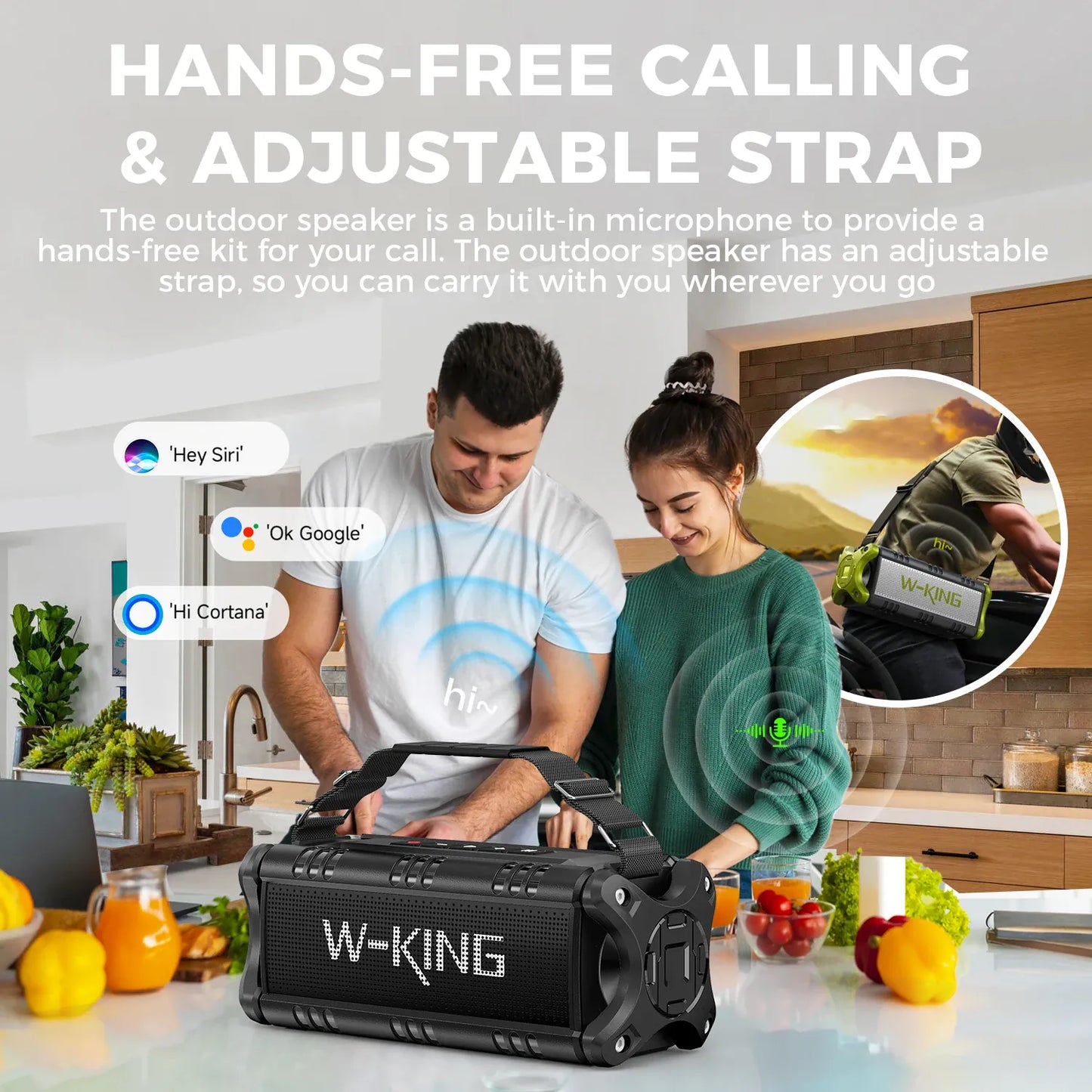 W-KING D8 90W Bluetooth Speaker IPX6 Waterproof | Wahooly W-KING D8 Bluetooth Speaker — 90W Booming Bass, IPX6 Waterproof, 40-Hour Playtime