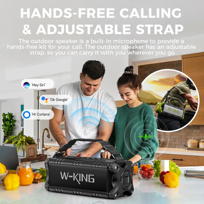 W-KING D8 90W Bluetooth Speaker IPX6 Waterproof | Wahooly W-KING D8 Bluetooth Speaker — 90W Booming Bass, IPX6 Waterproof, 40-Hour Playtime