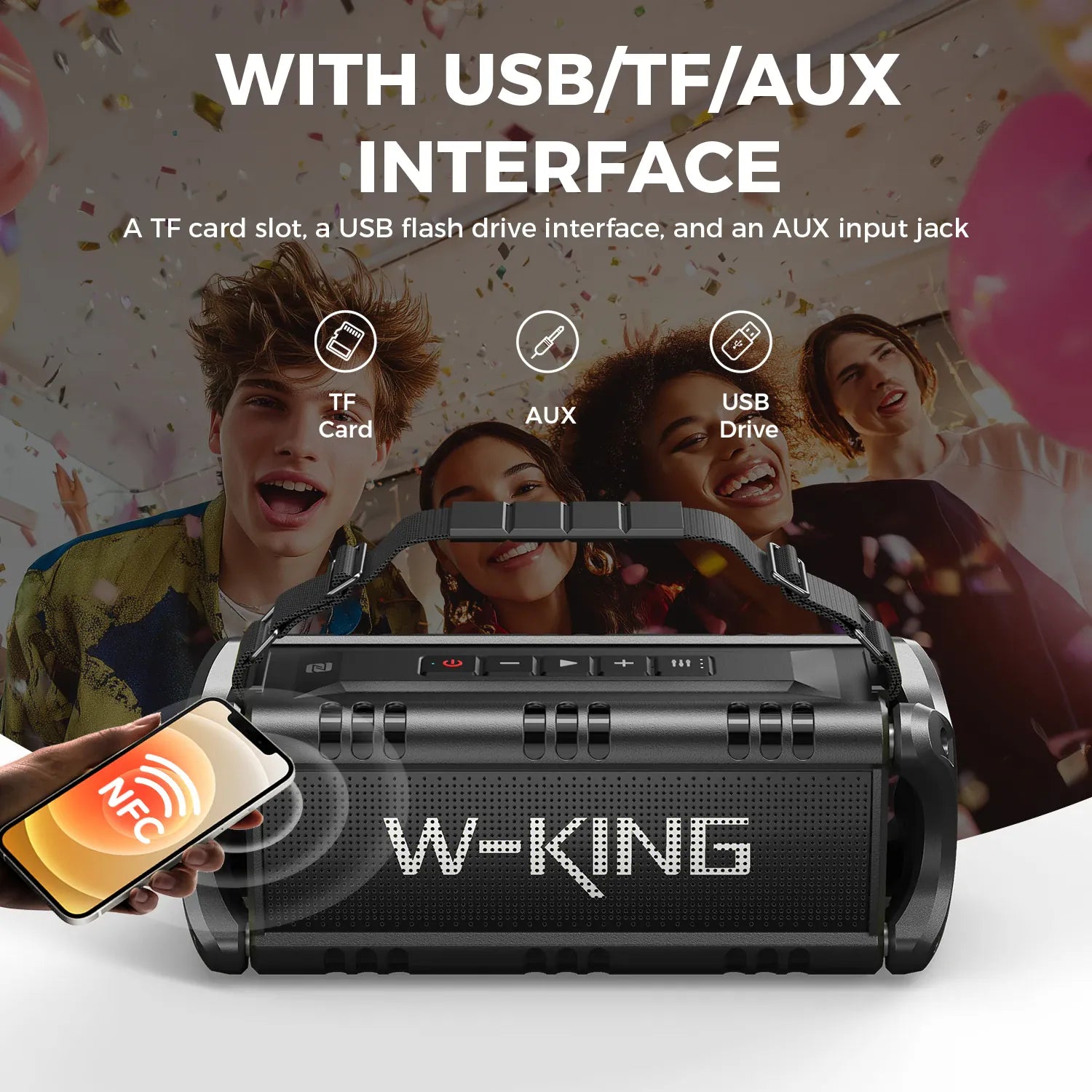 W-KING D8 90W Bluetooth Speaker IPX6 Waterproof | Wahooly W-KING D8 Bluetooth Speaker — 90W Booming Bass, IPX6 Waterproof, 40-Hour Playtime