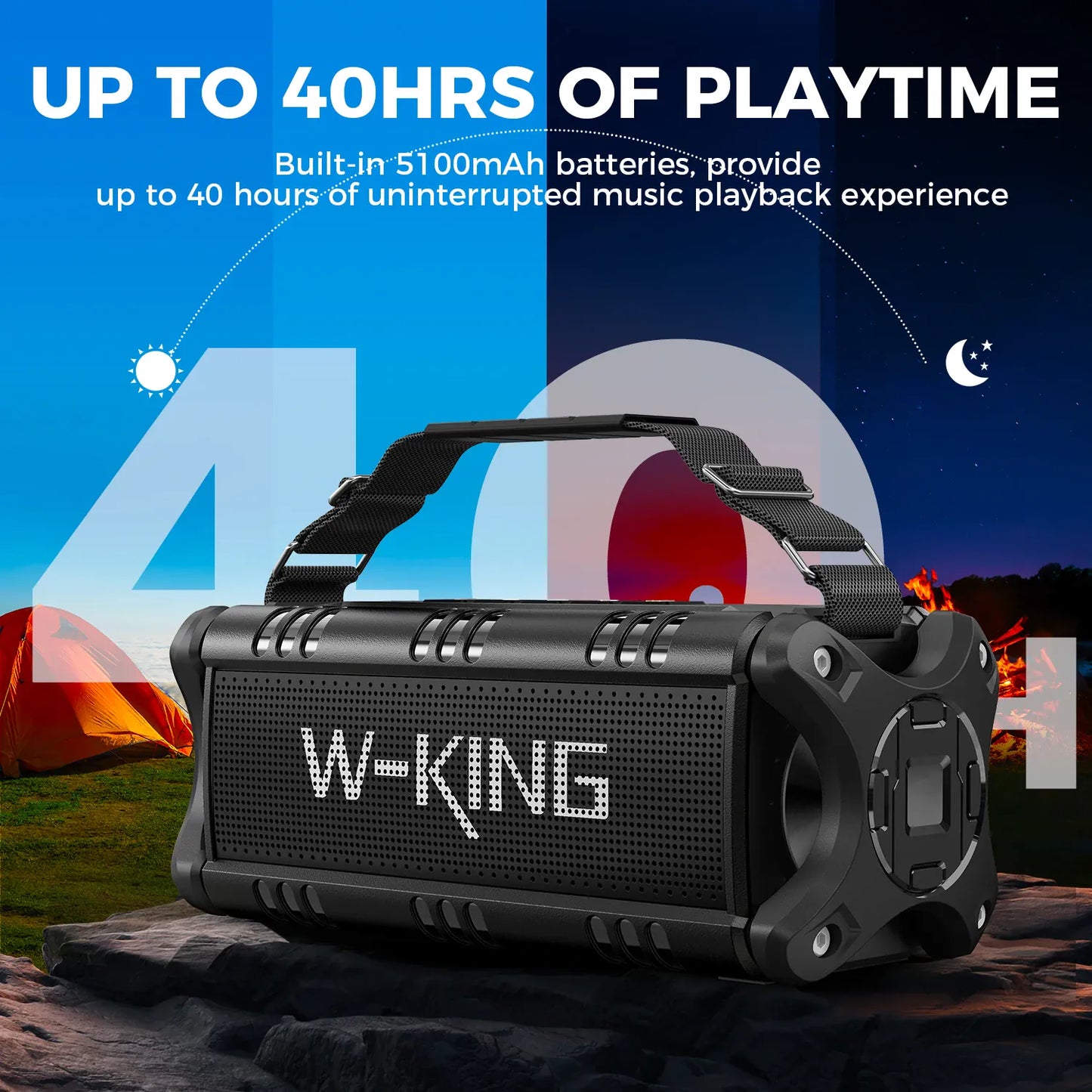 W-KING D8 90W Bluetooth Speaker IPX6 Waterproof | Wahooly W-KING D8 Bluetooth Speaker — 90W Booming Bass, IPX6 Waterproof, 40-Hour Playtime