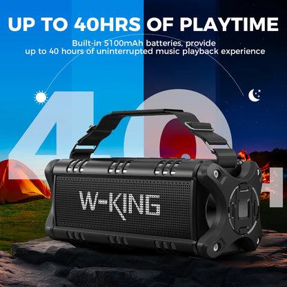 W-KING D8 90W Bluetooth Speaker IPX6 Waterproof | Wahooly W-KING D8 Bluetooth Speaker — 90W Booming Bass, IPX6 Waterproof, 40-Hour Playtime