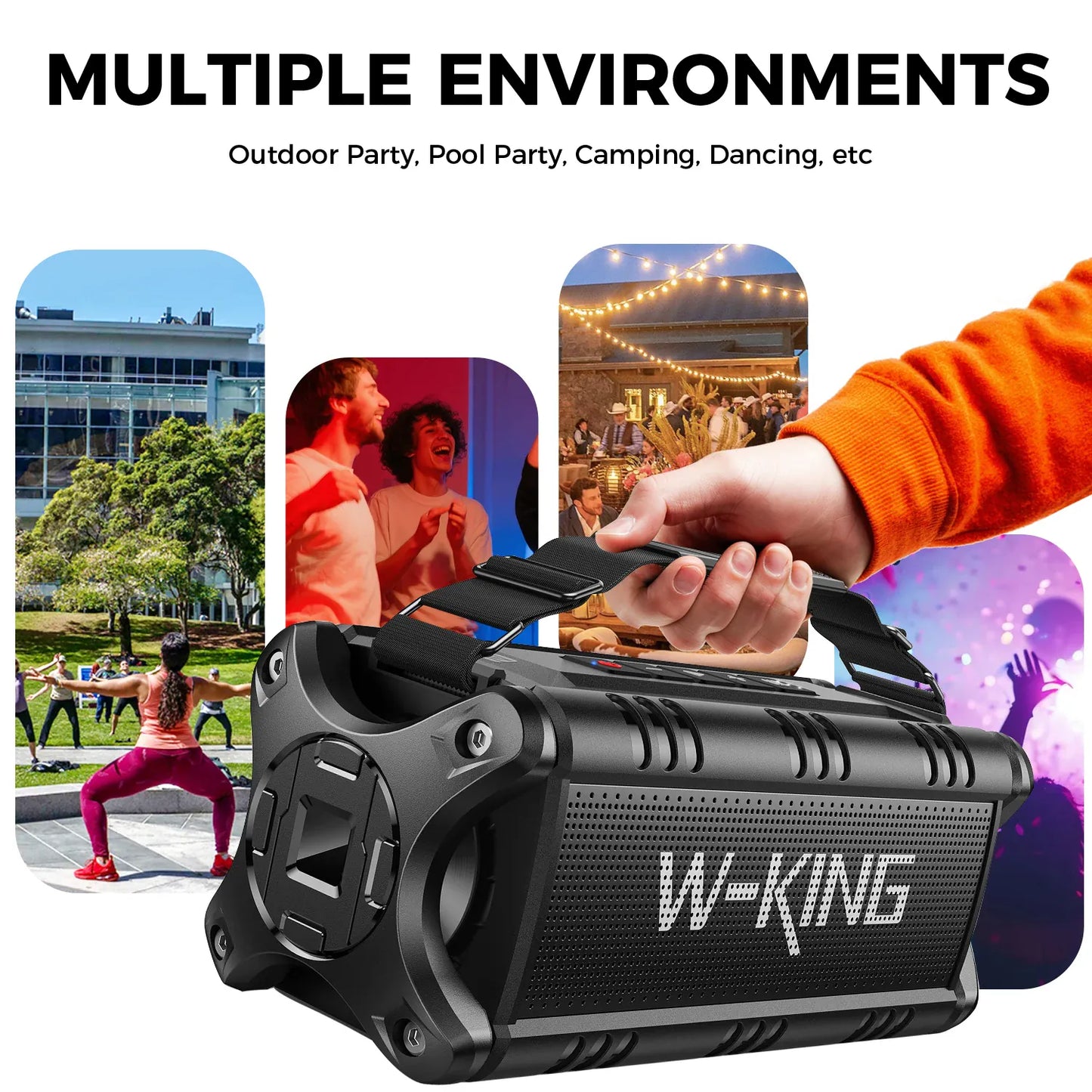 W-KING D8 90W Bluetooth Speaker IPX6 Waterproof | Wahooly W-KING D8 Bluetooth Speaker — 90W Booming Bass, IPX6 Waterproof, 40-Hour Playtime