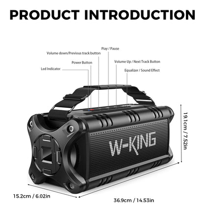 W-KING D8 90W Bluetooth Speaker IPX6 Waterproof | Wahooly W-KING D8 Bluetooth Speaker — 90W Booming Bass, IPX6 Waterproof, 40-Hour Playtime