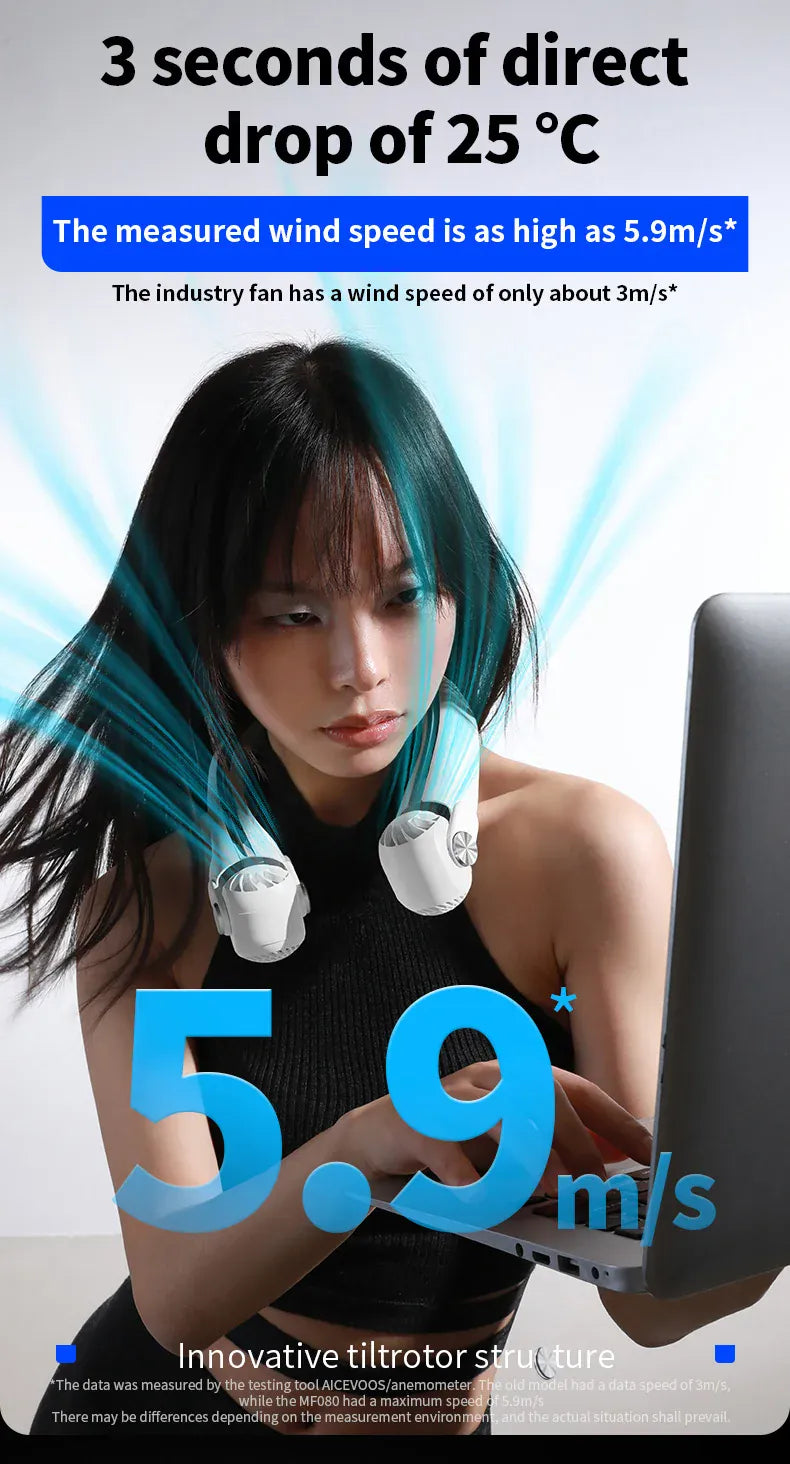 Wearable Bladeless Neck Fan | USB-C Rechargeable Hands-Free Portable Cooling | Home, Dorm & Outdoor Wearable Bladeless Neck Fan — USB-C Rechargeable Hands-Free Portable Cooling Fan | Home, Dorm & Outdoor