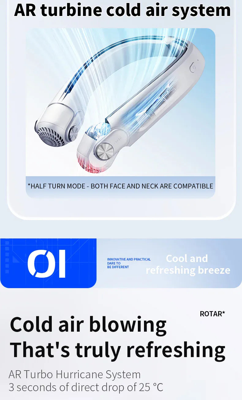 Wearable Bladeless Neck Fan | USB-C Rechargeable Hands-Free Portable Cooling | Home, Dorm & Outdoor Wearable Bladeless Neck Fan — USB-C Rechargeable Hands-Free Portable Cooling Fan | Home, Dorm & Outdoor