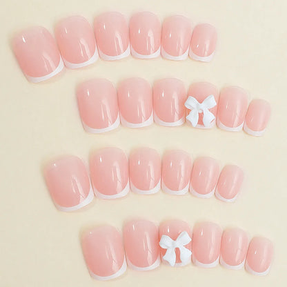 White French Press on Nails 3D Bowknot Fake Nails Tips Full Cover Wearable False Nails for Women and Girls DIY Manicure 24Pcs White French Press on Nails 3D Bowknot Fake Nails Tips Full Cover Wearable False Nails for Women and Girls DIY Manicure 24Pcs