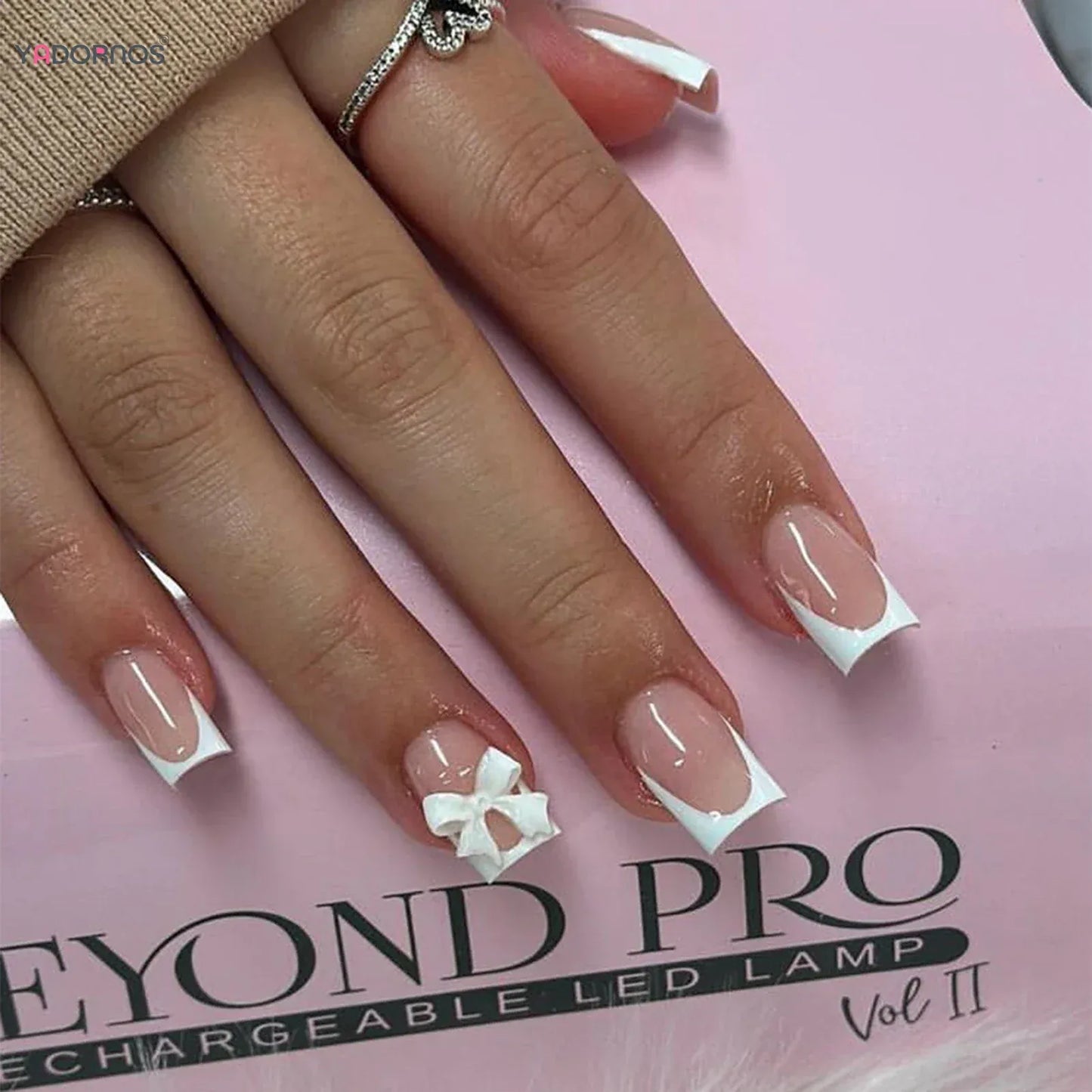 White French Press on Nails 3D Bowknot Fake Nails Tips Full Cover Wearable False Nails for Women and Girls DIY Manicure 24Pcs White French Press on Nails 3D Bowknot Fake Nails Tips Full Cover Wearable False Nails for Women and Girls DIY Manicure 24Pcs