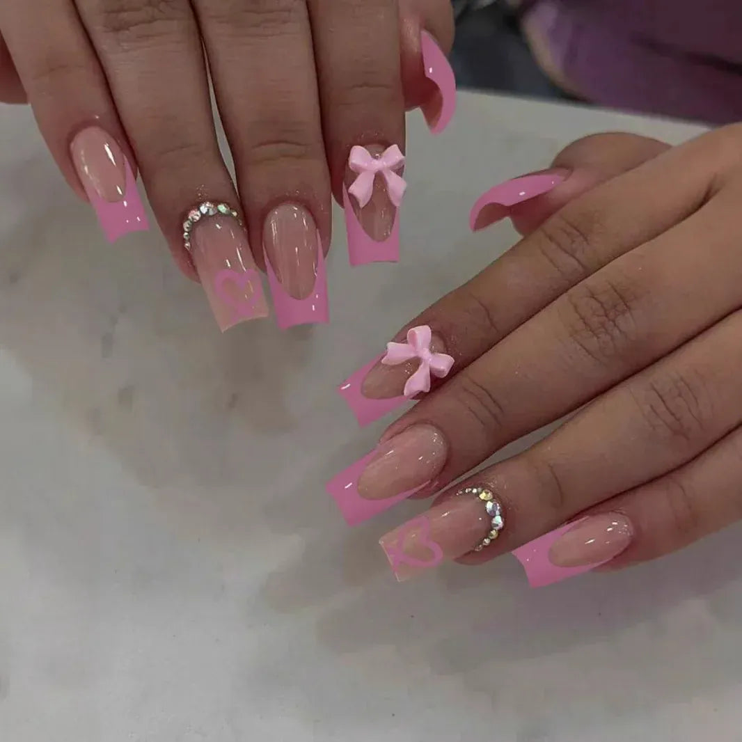 White French Press on Nails 3D Bowknot Fake Nails Tips Full Cover Wearable False Nails for Women and Girls DIY Manicure 24Pcs White French Press on Nails 3D Bowknot Fake Nails Tips Full Cover Wearable False Nails for Women and Girls DIY Manicure 24Pcs
