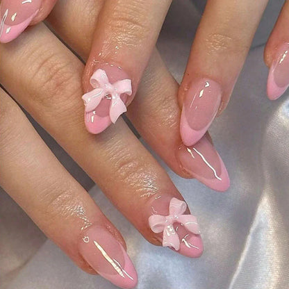 White French Press on Nails 3D Bowknot Fake Nails Tips Full Cover Wearable False Nails for Women and Girls DIY Manicure 24Pcs White French Press on Nails 3D Bowknot Fake Nails Tips Full Cover Wearable False Nails for Women and Girls DIY Manicure 24Pcs