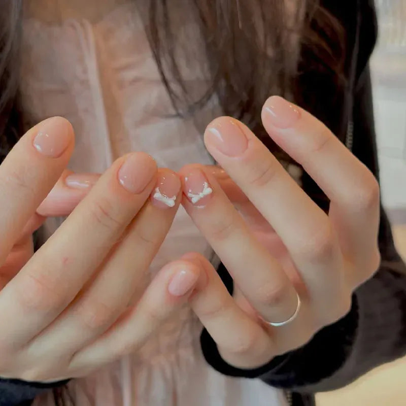 White French Press on Nails 3D Bowknot Fake Nails Tips Full Cover Wearable False Nails for Women and Girls DIY Manicure 24Pcs White French Press on Nails 3D Bowknot Fake Nails Tips Full Cover Wearable False Nails for Women and Girls DIY Manicure 24Pcs