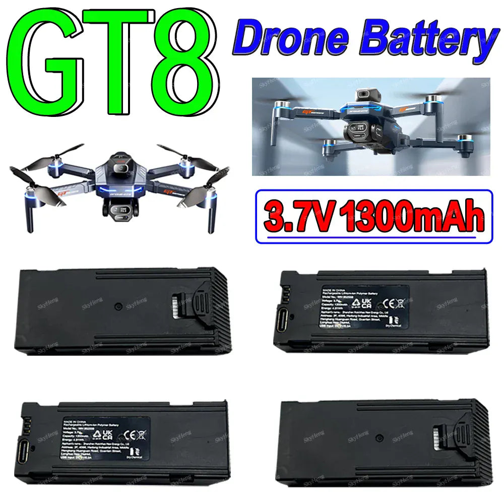 GT8 Drone Battery 3.7V 1300mAh - Original LSRC Replacement (Drone NOT Included) Wholesale GT8 Drone Battery 3.7V 1300mAh Original Battery GT8 4K Camera Drone Spare Lipo Battery GT8 Accessories Parts