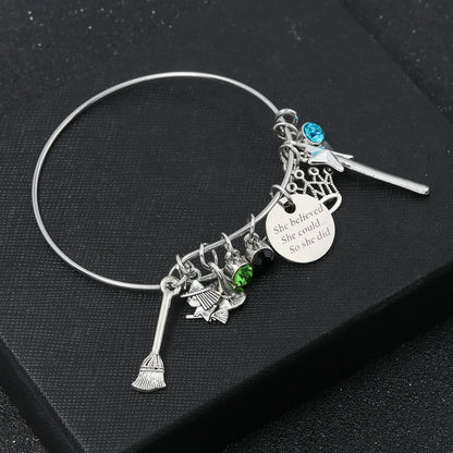 Wicked The Musical Charms Bracelets Magic Bad Witch Adjustable Metal Bracelet Hat Broom Combo Bracelet Unisex Jewelry Gift Wicked The Musical Charms Bracelets Magic Bad Witch Adjustable Metal Bracelet Hat Broom Combo Bracelet Unisex Jewelry Gift