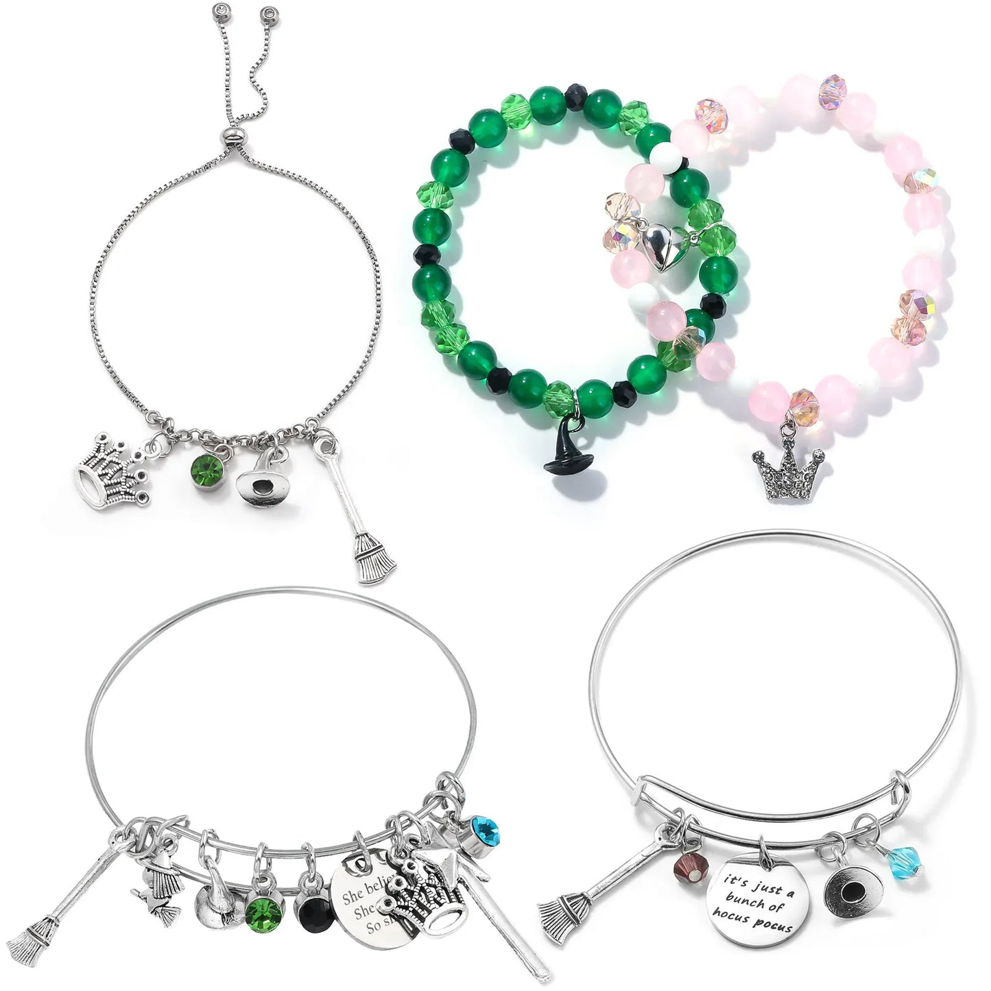 Wicked The Musical Charms Bracelets Magic Bad Witch Adjustable Metal Bracelet Hat Broom Combo Bracelet Unisex Jewelry Gift Wicked The Musical Charms Bracelets Magic Bad Witch Adjustable Metal Bracelet Hat Broom Combo Bracelet Unisex Jewelry Gift