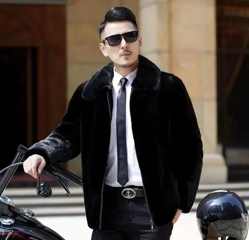 Winter Men's High-end Fur Mink Coat Coat Hooded Imitation Mink Jacket Winter Men's High-end Fur Mink Coat Coat Hooded Imitation Mink Jacket