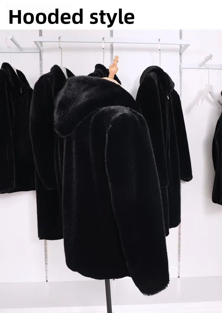 Winter Men's High-end Fur Mink Coat Coat Hooded Imitation Mink Jacket Winter Men's High-end Fur Mink Coat Coat Hooded Imitation Mink Jacket