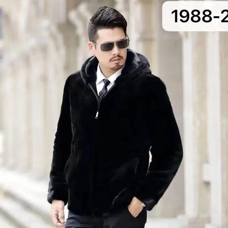 Winter Men's High-end Fur Mink Coat Coat Hooded Imitation Mink Jacket Winter Men's High-end Fur Mink Coat Coat Hooded Imitation Mink Jacket