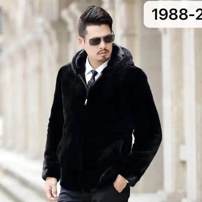 Winter Men's High-end Fur Mink Coat Coat Hooded Imitation Mink Jacket Winter Men's High-end Fur Mink Coat Coat Hooded Imitation Mink Jacket
