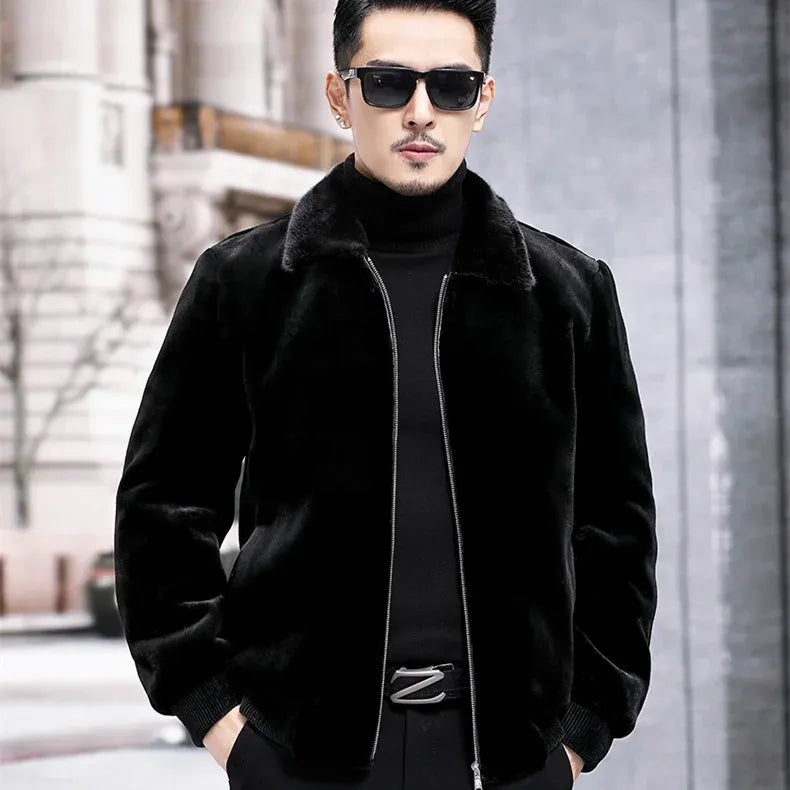 Winter Men's High-end Fur Mink Coat Coat Hooded Imitation Mink Jacket Winter Men's High-end Fur Mink Coat Coat Hooded Imitation Mink Jacket