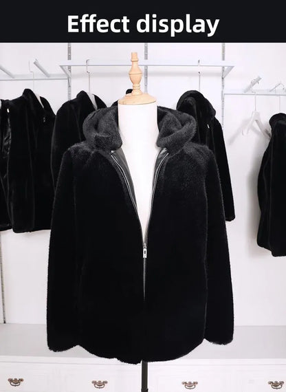 Winter Men's High-end Fur Mink Coat Coat Hooded Imitation Mink Jacket Winter Men's High-end Fur Mink Coat Coat Hooded Imitation Mink Jacket