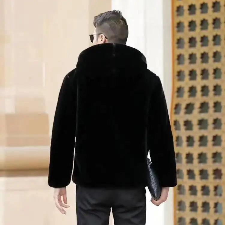 Winter Men's High-end Fur Mink Coat Coat Hooded Imitation Mink Jacket Winter Men's High-end Fur Mink Coat Coat Hooded Imitation Mink Jacket
