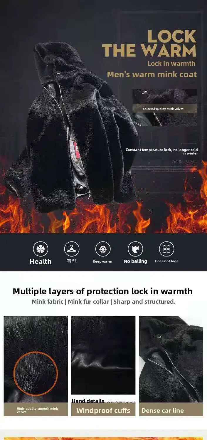 Winter Men's High-end Fur Mink Coat Coat Hooded Imitation Mink Jacket Winter Men's High-end Fur Mink Coat Coat Hooded Imitation Mink Jacket