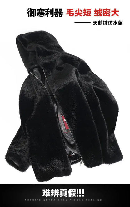 Winter Men's High-end Fur Mink Coat Coat Hooded Imitation Mink Jacket Winter Men's High-end Fur Mink Coat Coat Hooded Imitation Mink Jacket