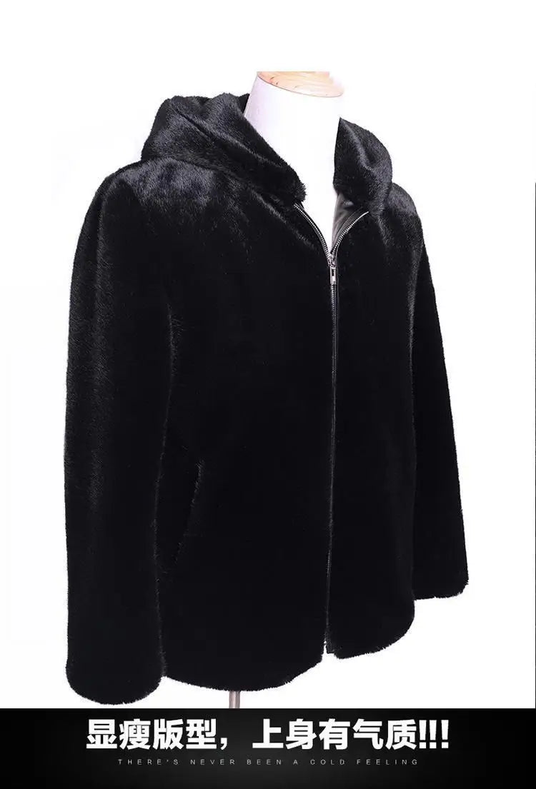 Winter Men's High-end Fur Mink Coat Coat Hooded Imitation Mink Jacket Winter Men's High-end Fur Mink Coat Coat Hooded Imitation Mink Jacket