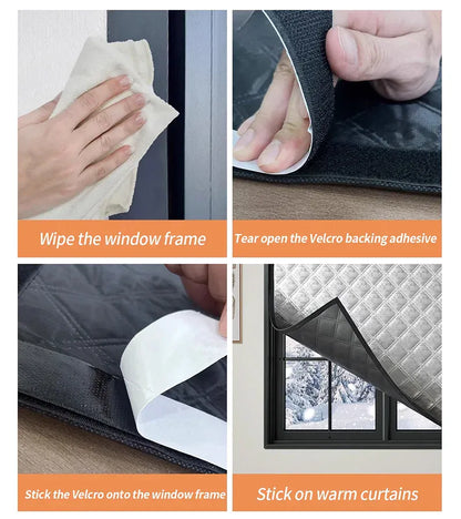 Winter new windproof, warm and cold proof cotton curtains thickened, non perforated, double zipper sealed window waterproof Winter new windproof, warm and cold proof cotton curtains thickened, non perforated, double zipper sealed window waterproof