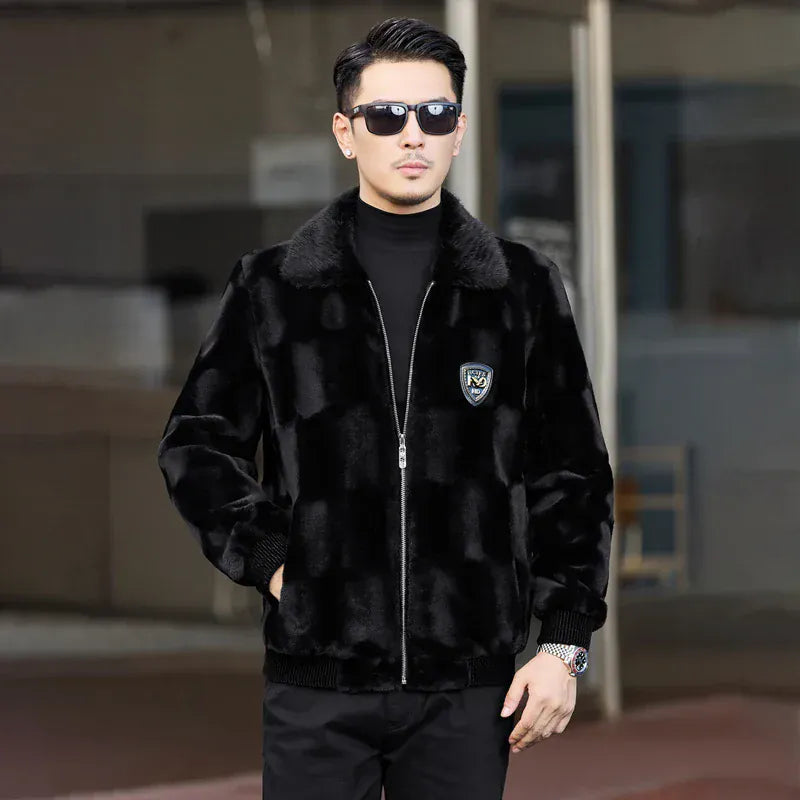 Winter thickened warm jacket middle-aged trendy business casual mink coat  lapel overcoat  short coat men's fur coat Mink fur Winter thickened warm jacket middle-aged trendy business casual mink coat  lapel overcoat  short coat men's fur coat Mink fur