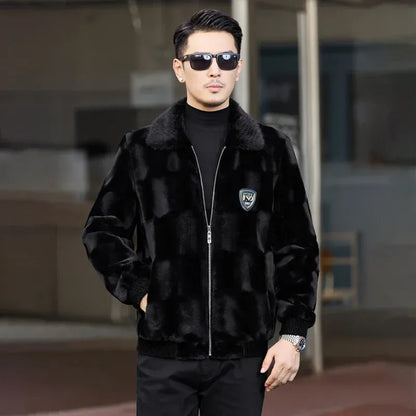 Winter thickened warm jacket middle-aged trendy business casual mink coat  lapel overcoat  short coat men's fur coat Mink fur Winter thickened warm jacket middle-aged trendy business casual mink coat  lapel overcoat  short coat men's fur coat Mink fur