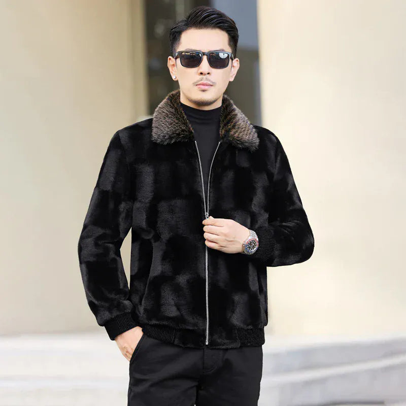 Winter thickened warm jacket middle-aged trendy business casual mink coat  lapel overcoat  short coat men's fur coat Mink fur Winter thickened warm jacket middle-aged trendy business casual mink coat  lapel overcoat  short coat men's fur coat Mink fur